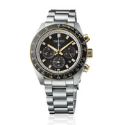 Seiko Prospex Speedtimer Solar Chronograph Black Dial Silver Steel Strap Watch for Men - SSC941