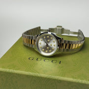 Gucci G Timeless 18K Gold Silver Dial Two Tone Steel Strap Watch for Women - YA1265032