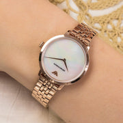 Emporio Armani Modern Mother of Pearl White Dial Rose Gold Steel Strap Watch for Women - AR11158