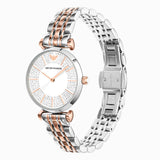 Emporio Armani Gianni T Bar Silver Dial Two Tone Steel Strap Watch for Women - AR11537
