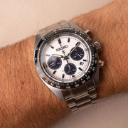 Seiko Prospex Speedtimer Solar Chronograph White Dial Silver Steel Strap Watch for Men - SSC813