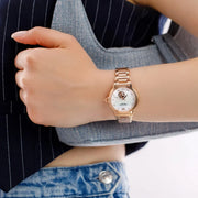 Emporio Armani Mia Meccanico Mother of Pearl Dial Rose Gold Steel Strap Watch for Women - AR60072