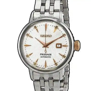 Seiko Presage Cocktail Time Skydiving Automatic Diamonds Mother of Pearl Dial Silver Steel Strap Watch for Women - SRE009J1