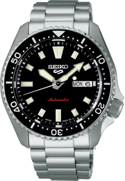 Seiko 5 Sports SKX Automatic Black Dial Silver Steel Strap Watch for Men - SRPL85K1