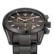 Maserati Attrazione Chronograph Black Dial Black Steel Strap Watch for Men - R8853151001