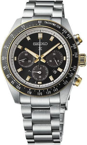 Seiko Prospex Speedtimer Solar Chronograph Black Dial Silver Steel Strap Watch for Men - SSC941