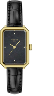 Tissot SRV Black Mother of Pearl Dial Black Leather Strap Watch for Women - T160.110.36.126.00