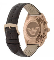 Emporio Armani Classic Chronograph Brown Dial Brown Leather Strap Watch for Men - AR0371