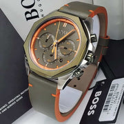 Hugo Boss Cloud Chronograph Olive Green Dial Green Leather Strap Watch for Men - 1514018