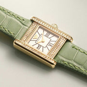 Emporio Armani Classic White Dial Green Leather Strap Watch for Women - AR11661