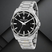Maserati Velocità Date Black Dial Silver Steel Strap Watch for Men - R8853152002