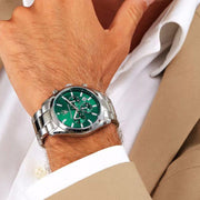 Maserati Attrazione Chronograph Green Dial Silver Steel Strap Watch for Men - R8853151011