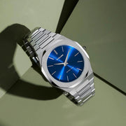 D1 Milano Ultra Thin Blue Dial Silver Steel Strap Watch for Men - D1-UTBJ09
