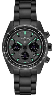 Seiko Prospex Speedtimer The Black Series Limited Edition Black Dial Black Steel Strap Watch for Men - SSC917