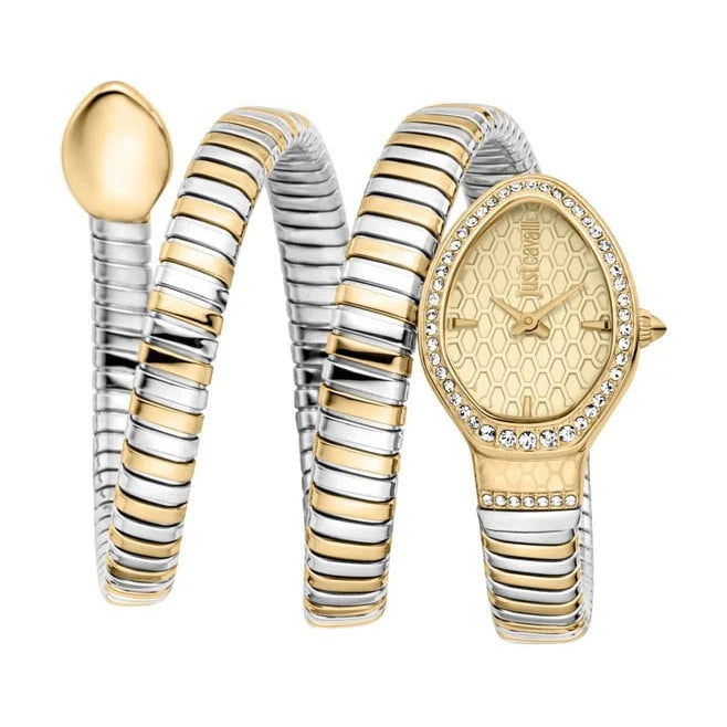 Just Cavalli Carezza Gold Dial Two Tone Steel Strap Watch for Women - JC1L372M0055