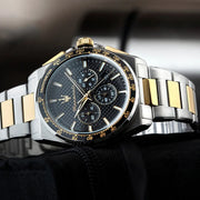 Maserati Velocità Chronograph Black Dial Two Tone Steel Strap Watch for Men - R8873652003