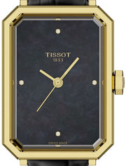 Tissot SRV Black Mother of Pearl Dial Black Leather Strap Watch for Women - T160.110.36.126.00