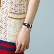 Gucci G Timeless Black Dial Black Leather Strap Watch for Women - YA1265055