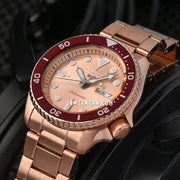 Seiko 5 Sports 55th Anniversary Limited Edition Rose Gold Dial Rose Gold Steel Strap Watch for Men - SRPK08K1