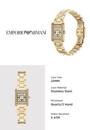 Emporio Armani Genni Crystals Gold Dial Gold Steel Strap Watch for Women  - AR11663