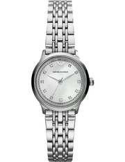 Emporio Armani Alpha Mother of Pearl Dial Silver Steel Strap Watch for Women - AR1803