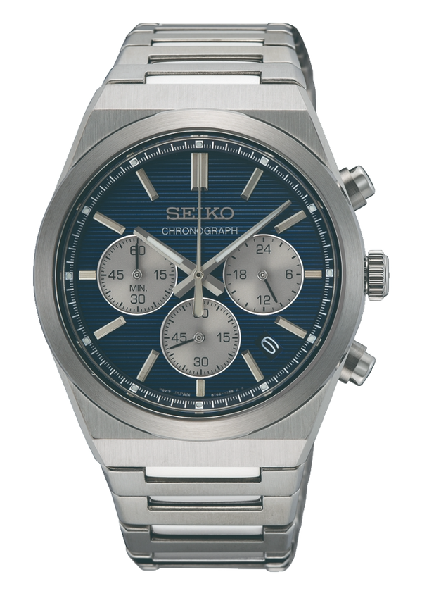 Seiko Conceptual Chronograph Blue Dial Silver Steel Strap Watch for Men- SSB453P1