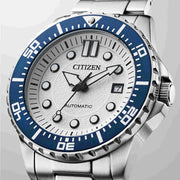 Citizen Mechanical Automatic White Dial Silver Steel Strap Watch for Men - NJ0171-81A