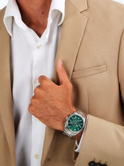 Maserati Attrazione Chronograph Green Dial Silver Steel Strap Watch for Men - R8853151011