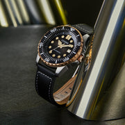 Citizen Mechanical Automatic Black Dial Black Leather Strap Watch for Men - NJ0176-10E