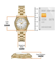 Emporio Armani Federica Mother of Pearl White Dial Gold Steel Strap Watch for Women - AR11657
