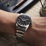 Seiko 5 Sports Flieger Automatic Black Dial Silver Steel Strap Watch for Men - SRPH27K1