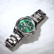 Maserati Competizione Chronograph Green Dial Silver Steel Strap Watch for Men - R8853100044