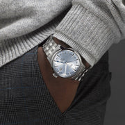 Seiko Presage Cocktail Time Automatic Ice Blue Dial Silver Steel Strap Watch for Men - SRPE19J1
