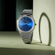 D1 Milano Ultra Thin Blue Dial Silver Steel Strap Watch for Men - D1-UTBJ09
