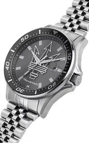 Maserati SFIDA Chronograph Grey Dial Silver Steel Strap Watch for Men - R8853140010