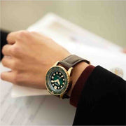 Citizen Mechanical Automatic Green Dial Brown Leather Strap Watch for Men - NJ0173-18X
