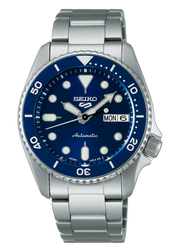 Seiko 5 Sports SKX Street Denim Blue Dial Silver Steel Strap Watch for Men - SRPL77K1