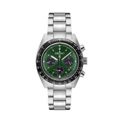 Seiko Prospex Speedtimer Solar Chronograph Green Dial Silver Steel Strap Watch for Men - SSC933