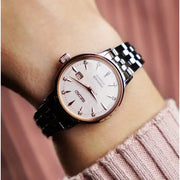 Seiko Presage Cocktail Time Automatic Diamonds White Dial Silver Steel Strap Watch for Women - SRE012J1
