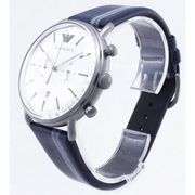 Emporio Armani Aviator Silver Dial Two Tone Leather Strap Watch for Men - AR11202