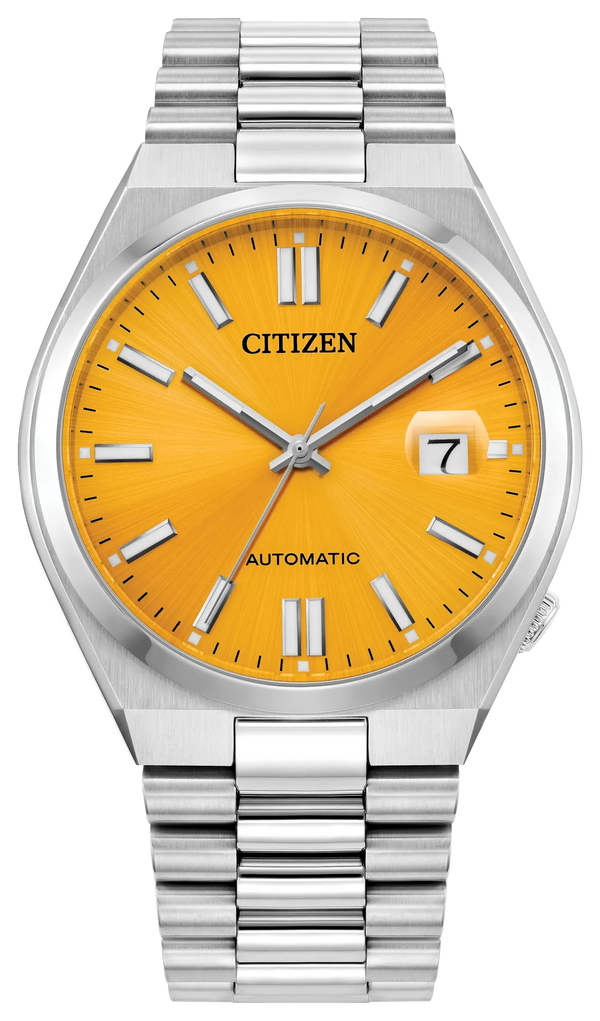 Citizen Tsuyosa Automatic Yellow Dial Silver Steel Strap Watch for Men - NJ0150-56Z