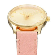 Gucci G Timeless Gold Dial Pink Leather Strap Watch for Women - YA1265041