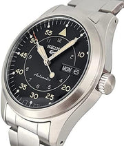 Seiko 5 Sports Flieger Automatic Black Dial Silver Steel Strap Watch for Men - SRPH27K1