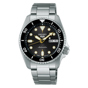 Seiko 5 Sports SKX Street Stonewash Black Dial Silver Steel Strap Watch for Men - SRPL79K1