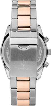 Maserati Attrazione Chronograph Black Dial Two Tone Steel Strap Watch for Men - R8853151002