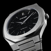 D1 Milano Ultra Thin Aventurine Black Dial Silver Steel Strap Watch for Men - D1-UTBJ29