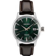 Seiko Presage Cocktail Time Automatic Green Dial Brown Leather Strap Watch for Men - SRPD37J1