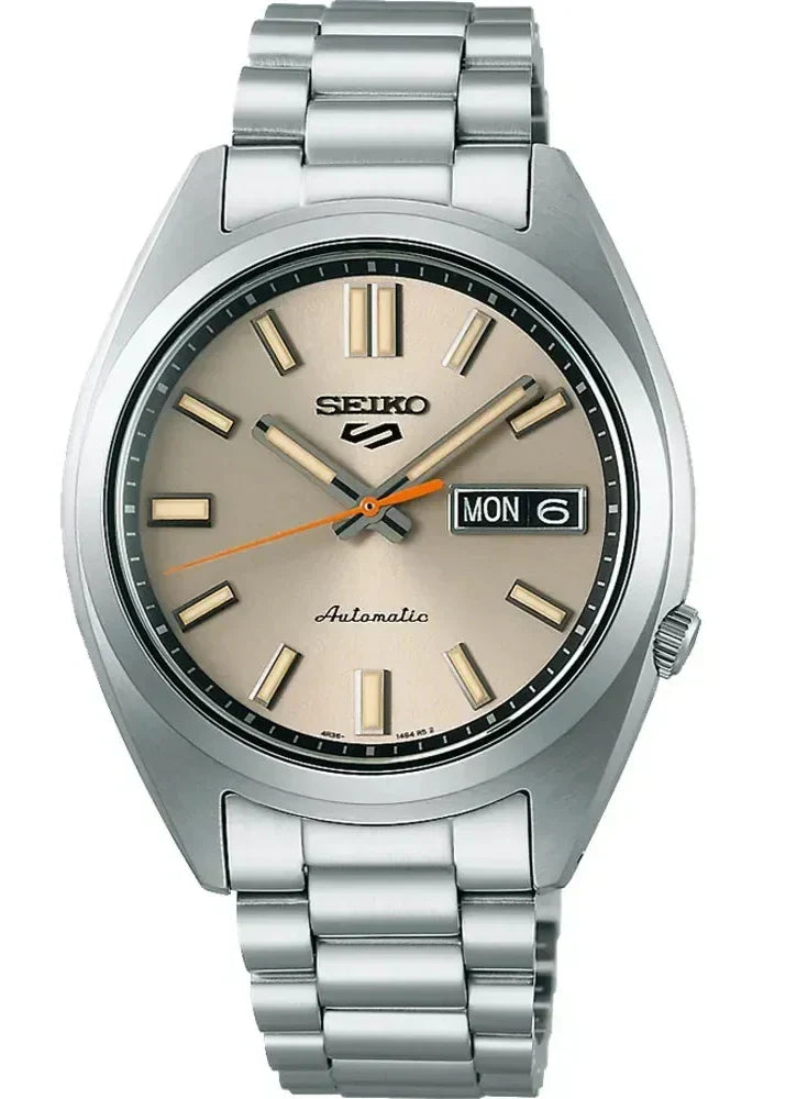 Seiko 5 Sports SNXS Series Automatic Beige Dial Silver Steel Strap Watch for Men - SRPK91K1