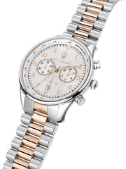 Maserati Tradizione Chronograph White Dial Two Tone Steel Strap Watch for Men - R8873646002