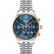 Hugo Boss Avery Chronograph Blue Dial Silver Steel Strap Watch for Men - 1514158